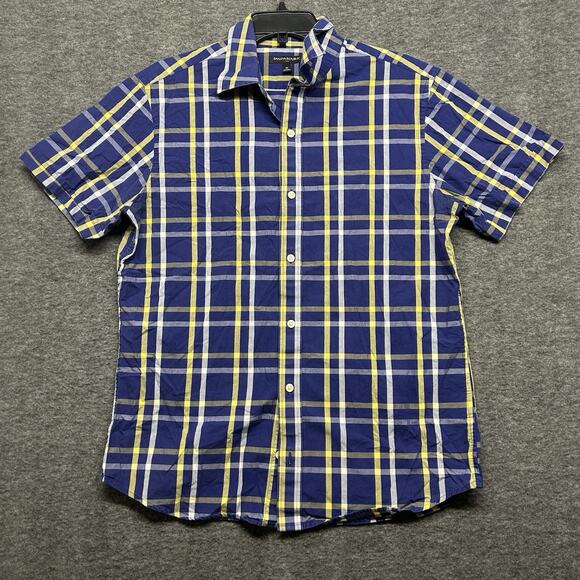 Banana Republic Men Medium Blue Plaid Short Sleeve Button Up‎ Shirt - Picture 1 of 7